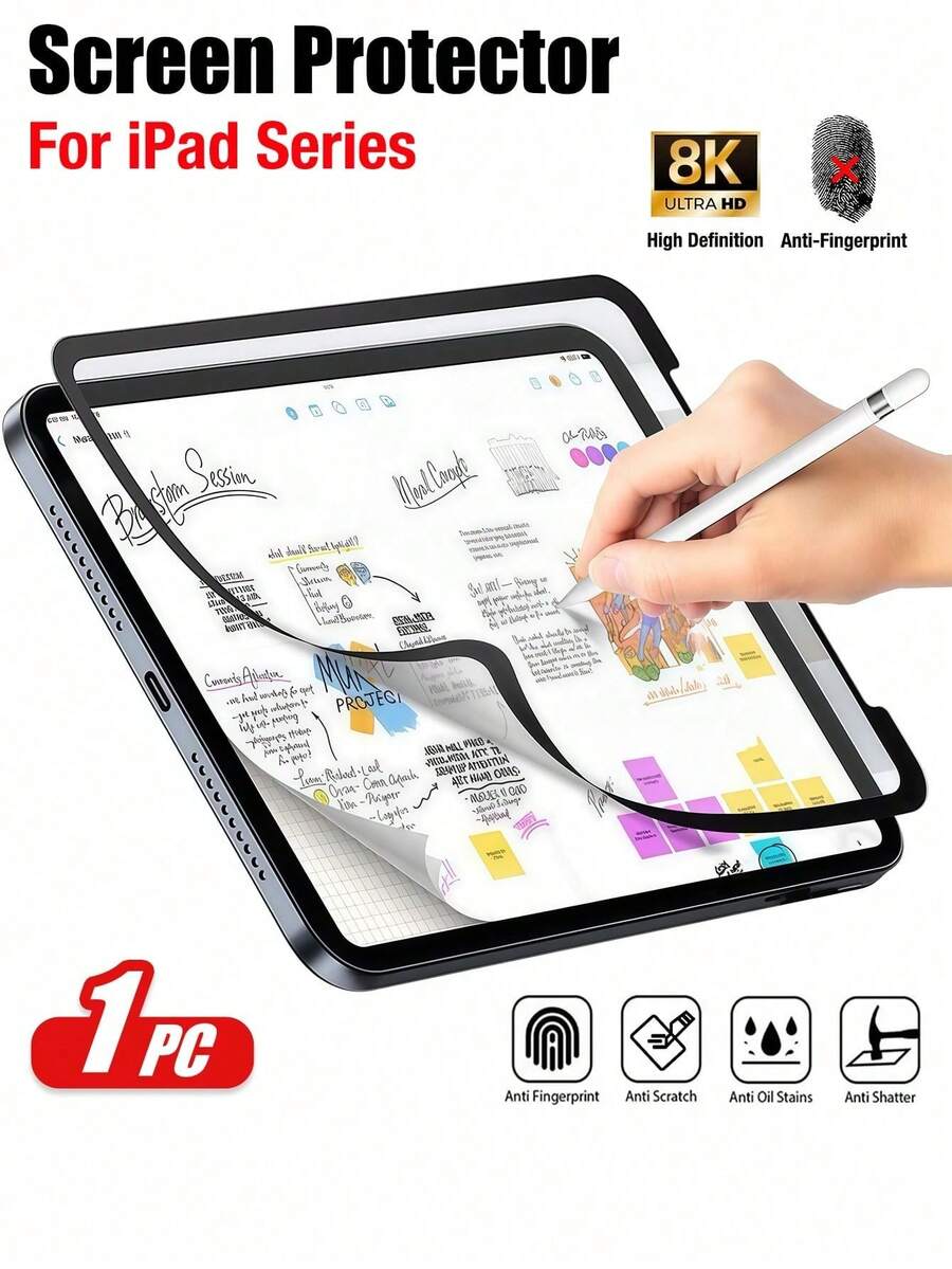 Yezodawee 1pc Ceramic High Definition Screen Protector, Privacy Protection, Curved Edge, Anti-Scratch Anti-Drop, Full Screen Coverage, Strong Anti-Fingerprint, Touch Sensitive, Non-Glass Material, Suitable For IPad 11th Gen (2025 A16), 10th Gen (10.9 Inch), Air 13/11 Inch (M4/M3/M2, 2025/2024), Pro 12.9 Inch/ Mini (2024). Essential Screen Protection. - Transparent a - View 1