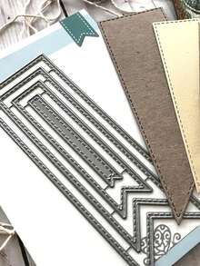 Molde de corte de metal para marcapáginas geométrico, adecuado para scrapbooking, elaboración de tarjetas, plantilla de manualidades DIY - Plateado - View 10