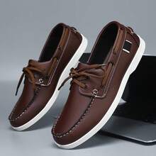 Men's Bean Loafers Comfortable All-Season New Style Slip-On Sneakers Fashion Shoes Niche Design British Style Shoes Business Casual Daily Walking Shoes, Vintage Round Toe Thick Sole Men's Dress Shoes Fashion Wear-Resistant Casual Men's Shoes - Brown - View 2