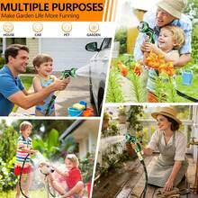 Manguera de jardín de 100 pies/75 pies/50 pies/25 pies con boquilla de alta presión de 10 funciones, manguera ligera no expandible, adecuada para patio, césped, lavado de autos y uso al aire libre, suministros de jardinería manguera de agua - A - Ver 8