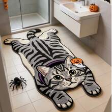 1pc Ghost Cat Halloween Small Rug, Carpet, Runner Rug, Doormat, Home Decor, Area Rug, Outdoor Mat, Home Decor, Area Carpet, Bedroom Rug, Washable Rug - Multicolor - View 3