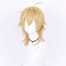 Gold Men Synthetic Short Straight Wigs With Bangs Blonde Anime Game Cosplay Fluffy Wig Heat Resistant For Daily Party - Gold - View 5