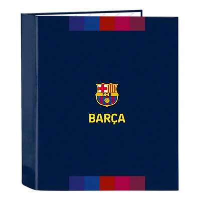 Teczka foliowa FC Barcelona 1st Kit 26/27, 4 okrągłe kółka 40 mm, szeroki grzbiet 60 mm, twarda okładka, trwały segregator szkolny na powrót do szkoły, wymiary 27 x 6 x 33 cm