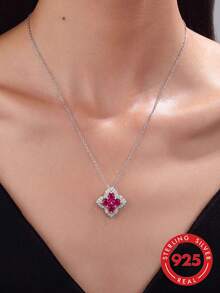 1pc S925 Sterling Silver Delicate Four-Leaf Clover Pendant Collarbone Necklace, Gentle And Flattering Niche Design Pendant Necklace For Women, Versatile Fine Chain For Daily Commute, Fashionable High-End Light Luxury Neck Accessory, Gift For Girlfriend, Best Friend, Anniversary - Four Leaf Clover - View 5