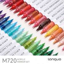 Languo 9件/96色/288色丙烯顏料筆套組 720色可混色多色軟毛刷頭，適用於繪畫、DIY手工、學校美術用品、繪畫課、開學季 - 彩色 - 查看 13