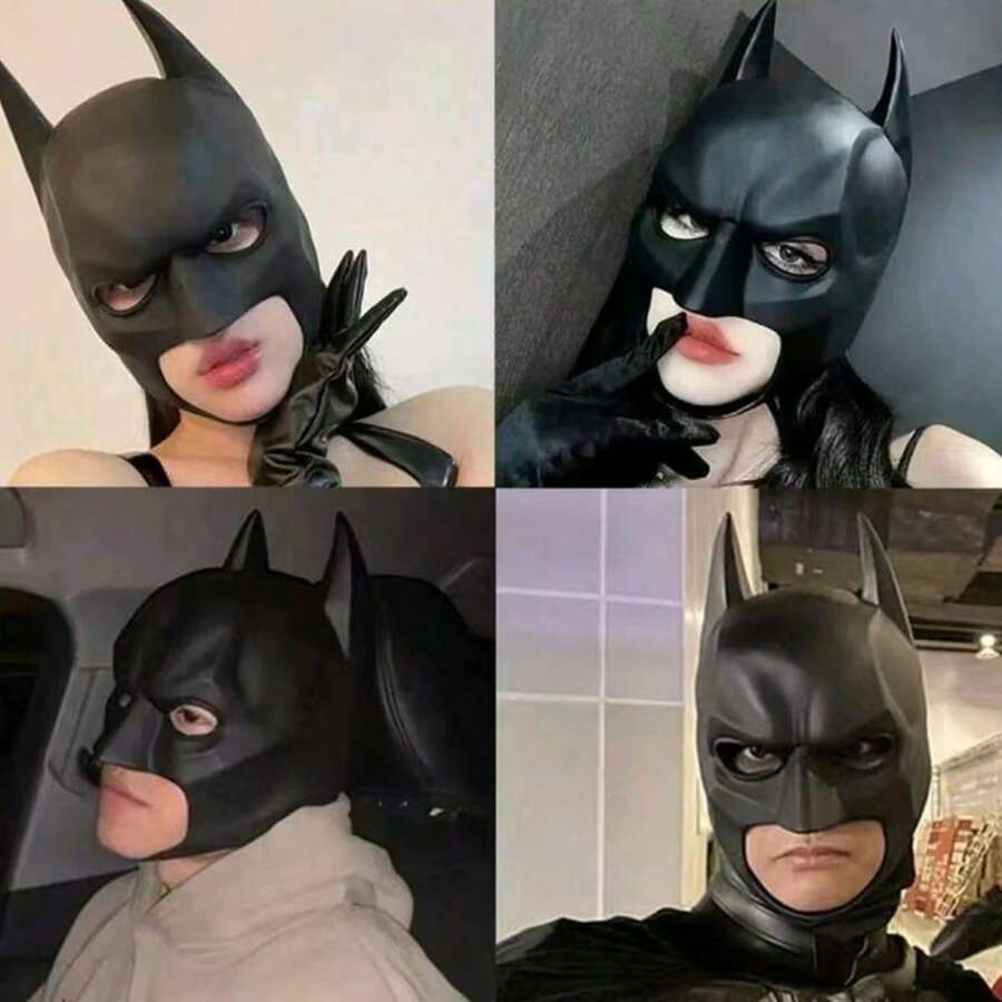 1pc Full Face Latex Mask, Soft & Breathable Bat Mask, Halloween Party Costume Accessory, Unisex, Suitable For Holiday Party Props, Festival Dress-Up Props - Multicolor - View 1