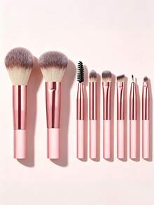 8 Peças Conjunto de Pincéis de Maquiagem Rosa Dourado, Cerdas Sintéticas Macias Premium, Pincéis de Maquiagem para Rosto & Olhos para Pó, Base, Blush, Sombra, Sobrancelha & Corretivo, Kit de Maquiagem Completo para Iniciantes - Multicolorido - Visão 1