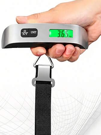 1pc Portable Electronic Scale Digital LCD Display 110lbs/50kg Luggage Hanging Scale Electronic Travel Bag Weighing Scale Mini High Precision Handheld Scale