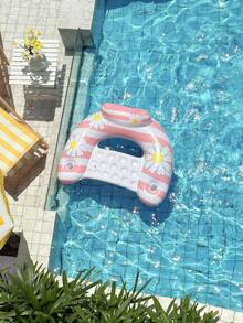 2pcs Inflatable Pool Float Chair Set - Daisy Print Pool Float, U-Shaped Lounger With Cup Holder And Headrest, Adult Summer Pool Float, Pool Party Supplies - Multicolor - View 7