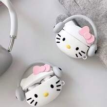 [Authorized]1PC Sanrio Hello Kitty Cartoon Headset Case, Compatible With 1/2/3/4/Pro/Pro2/Pro3 Wireless Bluetooth Earbuds, Bow Hello Kitty Apple Earphone Protective Cover - Multicolor - View 1