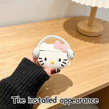 [Authorized]1PC Sanrio Hello Kitty Cartoon Headset Case, Compatible With 1/2/3/4/Pro/Pro2/Pro3 Wireless Bluetooth Earbuds, Bow Hello Kitty Apple Earphone Protective Cover - Multicolor - View 11