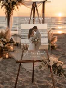 Photo Wedding Welcome Sign, Wedding Rehearsal Sign, Modern Wedding Sign, Acrylic Welcome Sign, Wedding Photo Sign, Welcome To Our Wedding - Multicolor - View 2