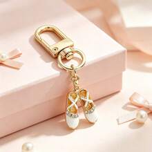 5pcs Minimalist Ballet Shoes Pendant With Rhinestone Decor, Lipstick Bag Accessory, Cute Car Key Chain Keychain - Multicolor - View 4
