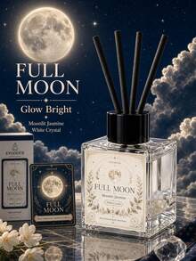 EVODUCK Full Moon Phase Crystal Reed Diffuser 50ml, Moonlight Jasmine Scented Essential Oil Diffuser, Built-In White Crystal, Comes With 4 Fiber Reeds, Aesthetic Moon Style Room Decor, Birthday Gift For Her, Suitable For Bedroom, Bathroom, Desk, Shelf, Small Spaces, Home Decor Gift - Mixed Fragrance - View 4