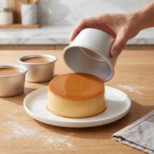 6pcs/8pcs Aluminum Non-Stick Pudding Molds, Round Mini Cake Molds, Reusable Egg Tart Molds, Heat Resistant, Suitable For Egg Tarts, Pastries, Pudding, Cupcakes, Essential Tools For Holiday And Daily Baking - Silver - View 5