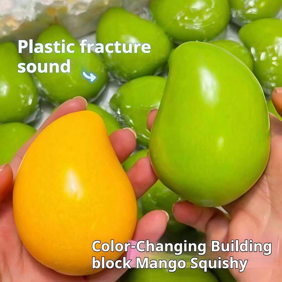 2026-SQUISHY-1件裝 感溫變色芒果捏捏樂玩具,快速回彈泡棉流體芒果壓力紓壓玩具,新款熱銷惡搞禮物,草莓感光變色 - 彩色 - 查看 1