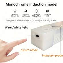 1pc Upgraded 3-Color USB Rechargeable Motion Sensor Night Light, Warm White/Cool White/3-Color, Suitable For Bedroom, Kitchen, Closet, Stairs, Hallway And Cabinet - Cabinet Light - View 6