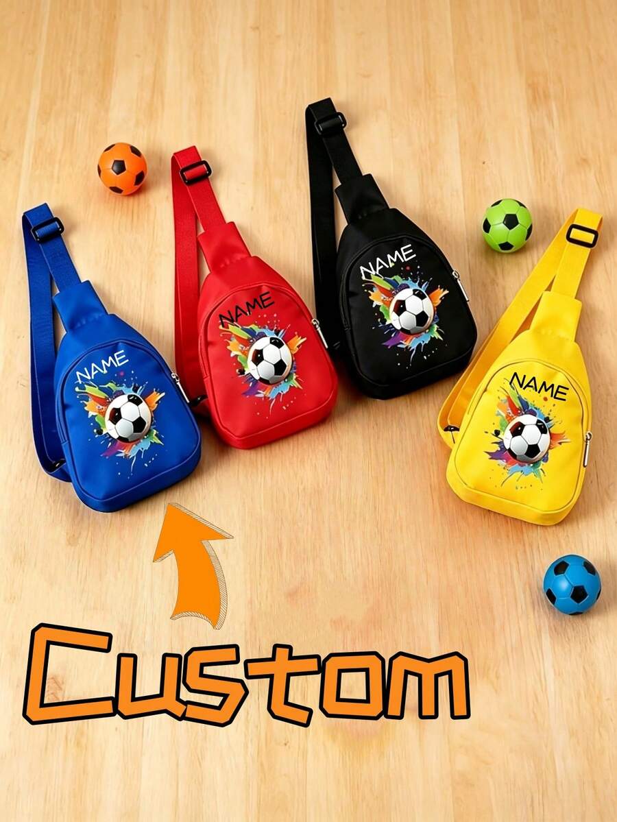 1 buah Tas Selempang Mini Kustom untuk Kembali ke Sekolah, Motif Sepak Bola Minimalis yang Modis, Penutup Resleting, Bahan Nilon, Tali Bahu yang Dapat Diatur, Cocok untuk Kelas Sepak Bola, Kebugaran, Sekolah, Belanja, Perjalanan, dan Kegiatan Sehari-hari. Hadiah Ulang Tahun. - MultiWarna - View 1