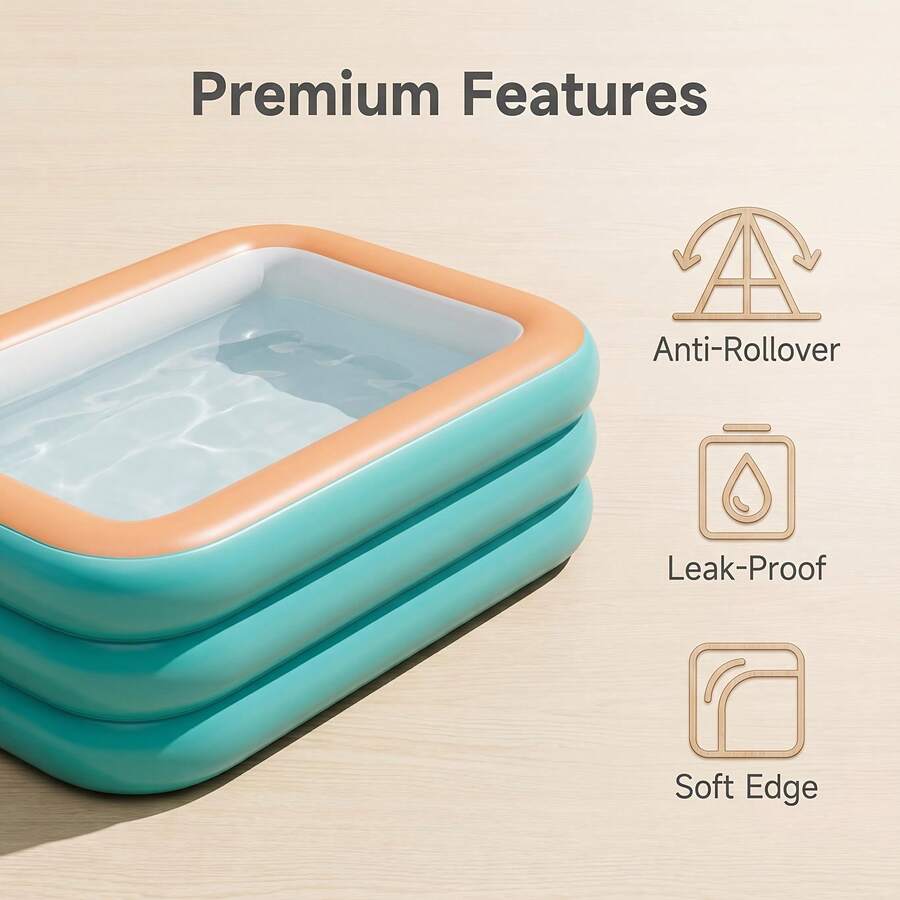 1pc Inflatable Swimming Pool, Made Of Durable PVC Material, Indoor Outdoor Dual Use, Perfect For Family Gatherings, Summer Pool Parties, Ideal Holiday Gift For Families - A - View 1
