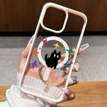 [24h Versand aus DE/FR/ES] Apple11-17  21-26 Handyhülle - Transparente stoßfeste Schutzhülle für Apple- und -Magnettelefone, mit kreativem Pixel-Style Cartoon-Katzen-Design und vollständigem Kantenschutz, elegant und schön für Männer und Frauen. - Schwarz - Übersicht 5