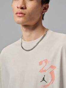 Jordan Men's AS DF SPT STMT GFX SS Crew Short Sleeve T-Shirt Knit Collarless Short TIQ7287-104 - Beige - View 3