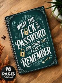 Fun Spiral Bound Password Notebook, Teal Cover With Gold Key Design, 70 Pages, For Securely Recording Internet And Computer Login Names And Passwords, Suitable For Home, Office Or Scrapbook Set, Password Book, School Supplies, Back To School - Multicolor - View 7