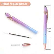 Personalized Custom Gradient 2-In-1 Retractable Ballpoint Pen With Stylus Tip, Metal Stylus, 1.0mm Black Ink, Suitable For Office And School Supplies - Sets - View 3
