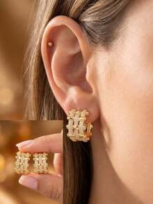 Woven Lines Openwork Earrings