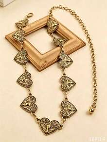 1pc Silver Heart Abstract Cow Head Versatile Waist Chain - Ancient Gold - View 2