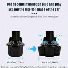 3-In-1 Multifunctional Car Cup Holder Expander With Detachable Tray And Rotating Tray, Fits Car Cup Holder, Includes Dual Cup Holder And Adjustable Base, Plastic Material - A - View 11