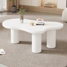 (Previous Sku:N625P256509510W) Irregular Cloud-Shaped Coffee Table, 107cm Long, 66cm Wide, 40.5cm High, MDF Tabletop And PVC Legs, With Felt Pad - White - View 5