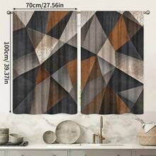 2pcs Vintage Abstract Textured Geometric Print Decorative Curtains, Rod Pocket Design, Easy Installation And Removable, Polyester Material, Suitable For Living Room, Bedroom And Modern Home Decor. - Multicolor - View 13