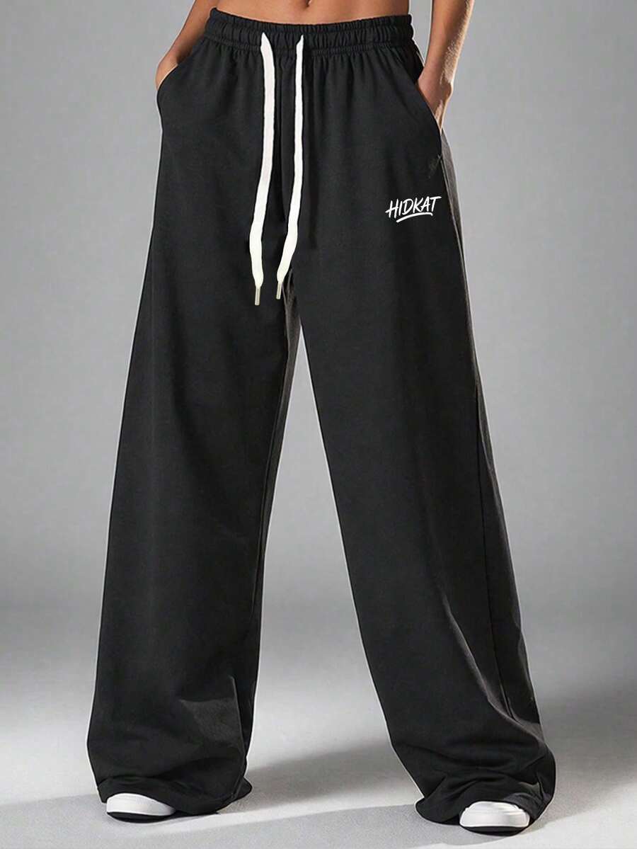 1pc Women's Spring/Autumn Soft Comfortable Breathable Running Fitness Sports Casual Sweatpants - Black - View 1