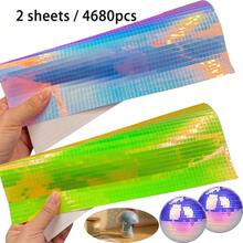 2 tấm/4680 miếng nhãn dán gương cầu disco PET holographic, nhãn dán gạch mosaic màu sắc tự dính 5x5mm, phù hợp trang trí nhà búp bê DIY thủ công, trang trí tiệc - PET nhiều màu - Xem 15