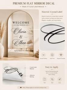Pegatina de espejo personalizada para cartel de asientos de boda - Decoración de señalización de boda DIY Pegatina de boda - Pegatina de espejo para cartel de asientos Bienvenida a la boda Pegatina de espejo - Pegatina de letras de espejo personalizada - Feliz boda - Decoración de boda/Cartel de bienvenida de boda moderna - Multicolor - Ver 6