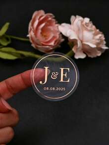 Wedding Initial Sticker Gold, 10/20/40/80/160/320pcs, Personalized Foil Sticker Custom Rose Gold Label, Easter Gift Valentine's Day Gift, Her Gift, His Gift, Mom's Gift, Friend's Gift, Home Decoration, Decoration, Personalized Gift, Custom Gift. - Multicolor - View 4