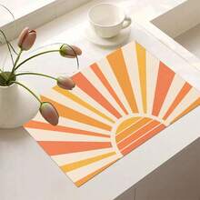 1pc 2D Flat Stove Protector Mat, Vintage Sun Pattern, Rubber Non-Slip Heat-Resistant Stove Cover Pad, Suitable For Induction Cooktop, Glass Stove, Multi-Functional Scratch-Resistant Mat, Best Choice For Oven, Washing Machine, Dryer, Kitchen Decor. - Multicolor - View 13