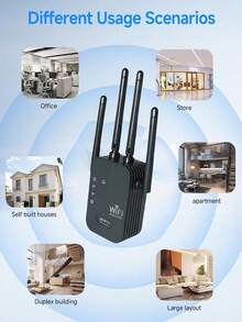 WiFi Extender Signal Booster For Home Office, 300Mbps WiFi Repeater 2.4GHz Dual Band Wireless Booster Long Range Covers Performance Home Cellular Repeater Amplifier - EU C Type Plug(220-240V) - View 5