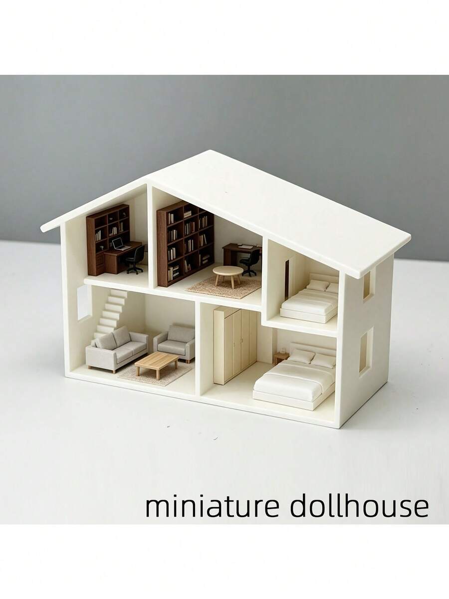 Miniature Dollhouse, Mini Model House Frame, Fun Decoratable Tiny Room (Decorations Not Included) DIY Garden Decoration - A - View 1