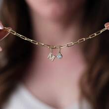 Customized Letter Initial Birthstone Bracelet: Customized Letter Pendant - Multicolor - View 3