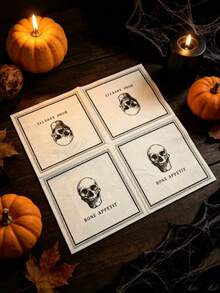 20pcs/50pcs Halloween Theme Napkins, Skull-Centered Design, Exquisite Printing, Perfect Table Decor For Halloween, Day Of The Dead Party, Friends Gathering And Other Holiday Events - Multicolor - View 5