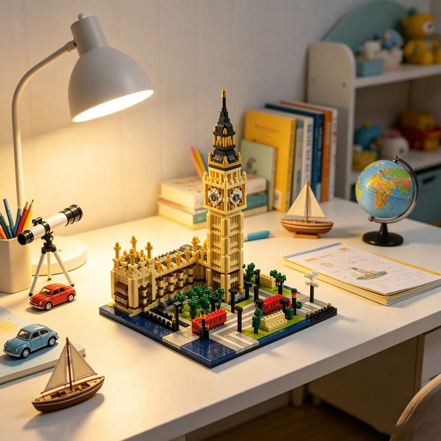 1000+Pcs Large Building Block Set | High Fidelity World Landmarks, Micro-Particle Precision Assembly, Explore World Wonders, London Big Ben Building Block Model, Leaning Tower, Burj Al Arab, Taj Mahal, British Vintage European Architecture Style, European Landmark Building Model, Adult Graduation Gift, Birthday Gift, Christmas Gift, Back To School Gift
