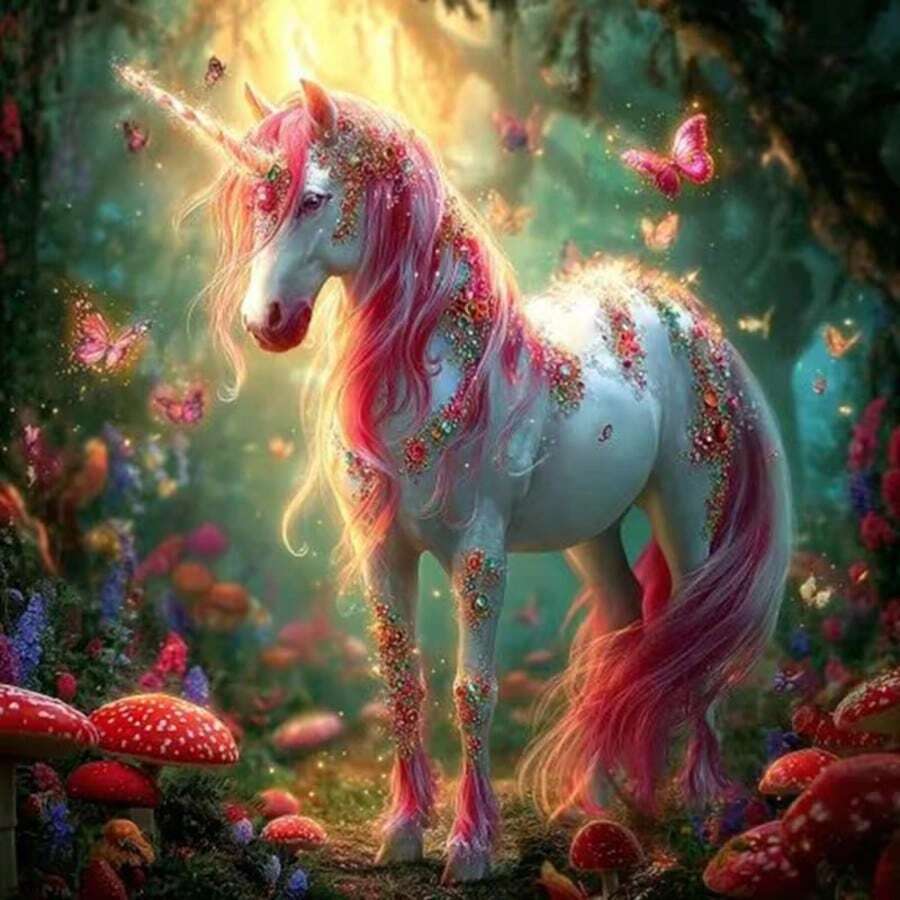 1PC DIY 5D Diamond Painting Kit Unicorn Pattern - Round Full Diamond Art Mosaic Craft, Home Wall Decor, Frameless - No Frame - View 1
