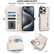 Étui de téléphone avec portefeuille magnétique amovible pour femmes, compatible avec la charge sans fil, fente de carte anti-vol RFID, avec sangle bandoulière, compatible avec iPhone 16e/16/15/14/13/12/11 Pro Max X XS XR XS Max SE 2022 7 8 Plus, convient pour le shopping, les voyages, les cadeaux d'anniversaire et plus encore - Blanc - Voir 7