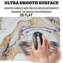 1pc White Gold Marble Extended Gaming Desk Mouse Pad, Non-Slip Rubber Base, Washable Durable Luxury Surface For PC Office, Perfect Gift For Gamers & Tech Professionals - Multicolor - View 5