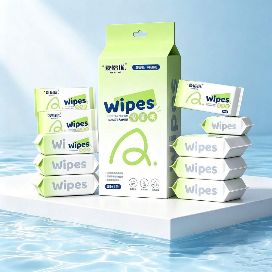 Portable Travel Pure Water Wet Wipes, Mini Cleaning Wet Wipes. - Multicolor - View 1