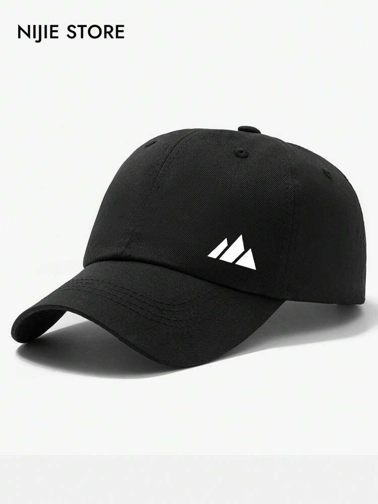 1pc Unisex Adjustable Printed Cap, "Three Peaks Competition" Design Style, Suitable For Couples Matching, Leading Fashion , Applicable For Outdoor And Casual Occasions - Black - View 6