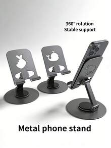 720° Rotatable Foldable Metal Phone Stand, Cute Hollow Animal Cutout Design Adjustable Desktop Phone Holder, Portable Universal Smartphone Stand, Suitable For Office, Bedroom, Video Streaming And Video Calls - Multicolor - View 5