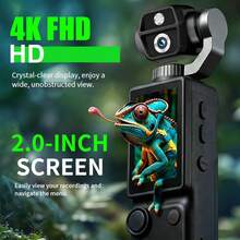 CKGO Black & Pink Dual Color 4K Handheld Vlog Camera, Includes 32GB Memory Card, 2-Inch IPS Screen Mini Handheld Camera, Birthday Student Gift, Suitable For Travel & Sports Vlog Shooting - View 8