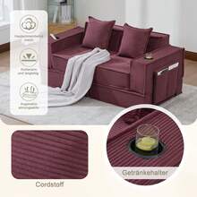 Modern Sofa Bed Frame Beige 2 Seat - 勃根地雙座 - 查看 2